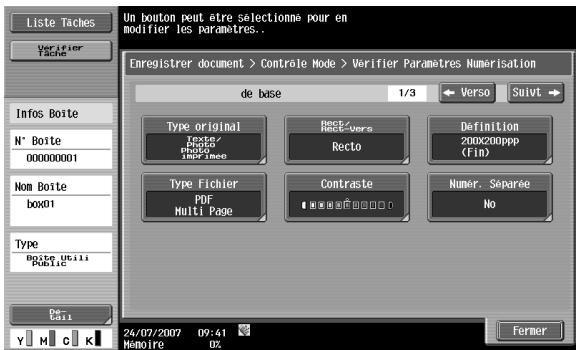 KONICA MINOLTA BIZHUB C253 - Détail - vérifier les paramètres de numérisation - 1