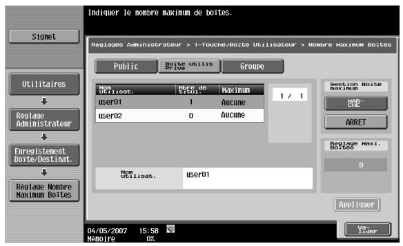 KONICA MINOLTA BIZHUB C253 - Nbre max. de boites utilisées - Marche/ARRÉT - 1