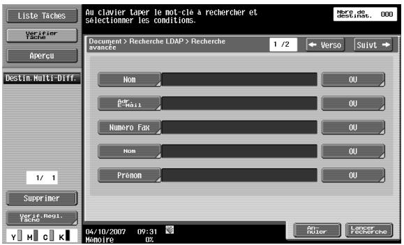 KONICA MINOLTA BIZHUB C253 - Recherche adresse - recherche avancée - 1