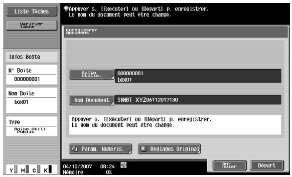 KONICA MINOLTA BIZHUB C253 - Description de l'écran enregistrer document - 1