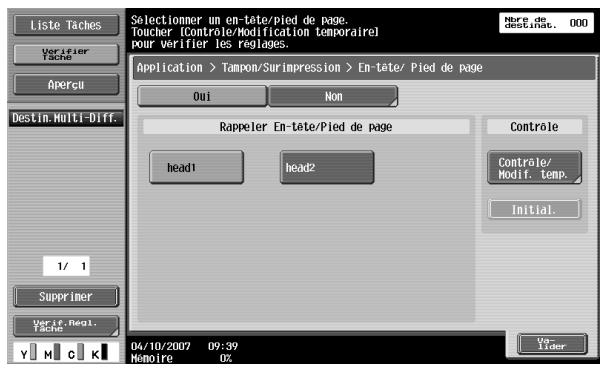 KONICA MINOLTA BIZHUB C451 - Appuyez sur [Tete/Pied de page]. - 2