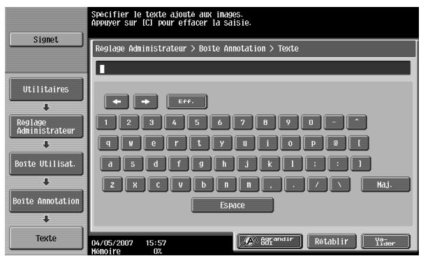 KONICA MINOLTA BIZHUB C451 - Spécifiez les paramètres désirés. Le texte peut être spécifique dans l'écran correspondant. - 7