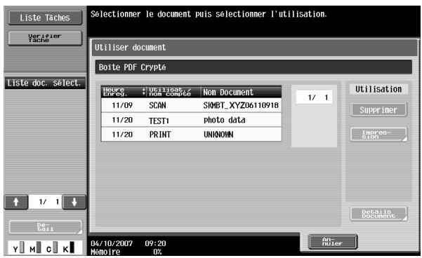 KONICA MINOLTA BIZHUB C451 - Appuyez sur [PDF crypté Boîte Utilis.], puis sur [Valider]. - 2