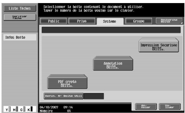KONICA MINOLTA BIZHUB C451 - Appuyez sur [Impression securisée Boite Utilis.], puis sur [Validator]. - 1
