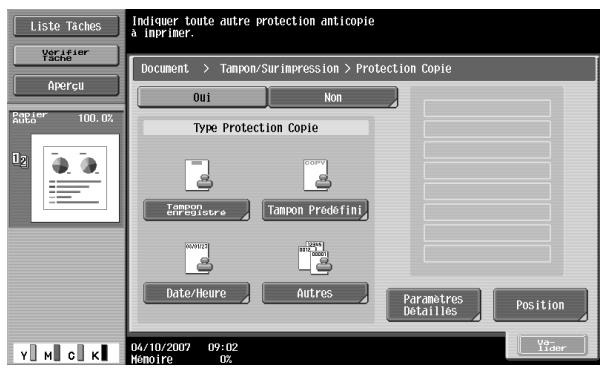 KONICA MINOLTA BIZHUB C451 - Pour appliquer la protection copie, appuyez sur [Oui] et spécifie les réglages de protection copie. - 1