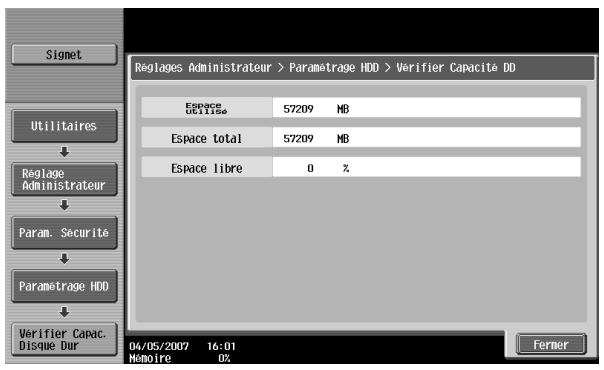 KONICA MINOLTA BIZHUB C451 - Vérification Capacité HDD - 1