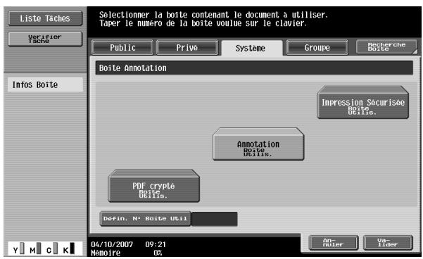 KONICA MINOLTA BIZHUB C451 - Appuyez sur [Annotation Boite Utilis.],uis sur [Valider]. - 1