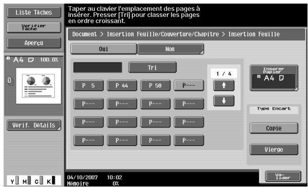 KONICA MINOLTA BIZHUB C451 - Sélectionnez le magasin papier contenant le papier des insertions. Appuyez sur [Insérer papier]. - 1