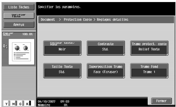 KONICA MINOLTA BIZHUB C451 - Pour appliquer la protection copie, appuyez sur [Oui] et spécifie les réglages de protection copie. - 5