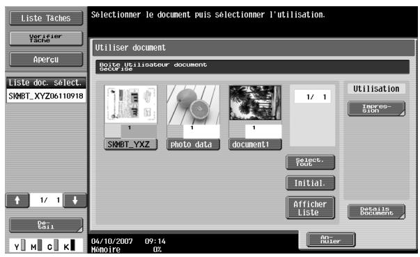 Liste Taches Verifier Tache Aperci Liste doc. select. SMBT_XYZ06110918 Utiliser document Borte Utilisateur document SECURSE 1/ 1 SMBT_YXZ photo data document! Utilisation Impres- sion Select. Tool Initial. Afficher Liste Details Documents De C#1 Y M C K 04/10/2007 09:14 Memoire U2 An- Miter