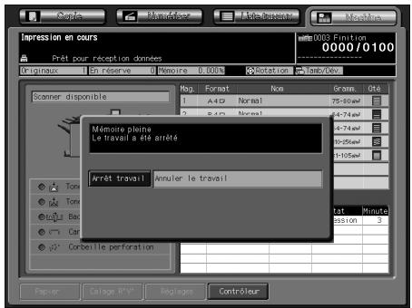 KONICA MINOLTA BIZHUB PRO C5500 - Si le message "Mémoire pleine" s'affiche : Dépassement mémoire - 1