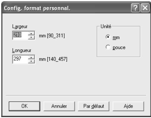 KONICA MINOLTA C250P - Enregistrer les formats personnalisés - 1
