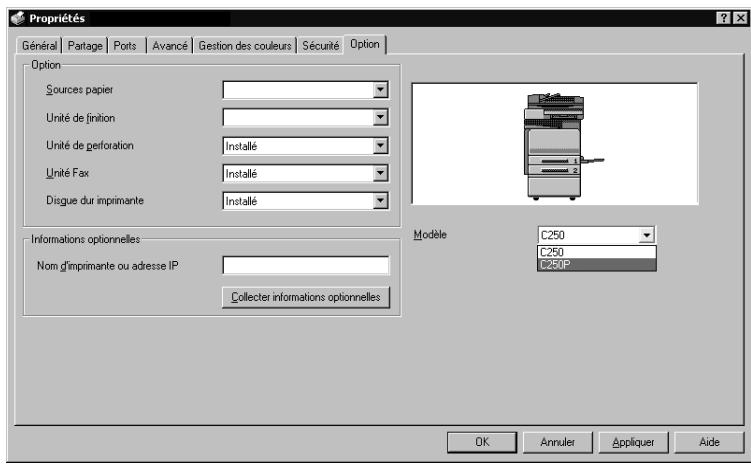 KONICA MINOLTA C250P - Sélectionner l'imprimante - 1