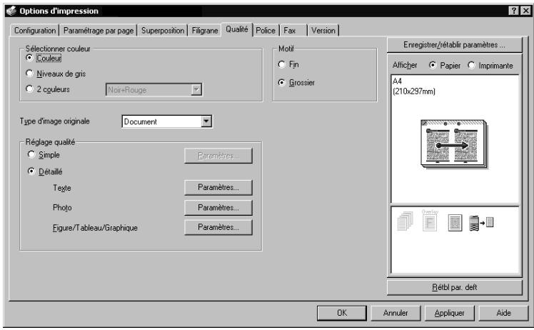 KONICA MINOLTA C250P - Spécifier les paramètres de l'onglet Qualité - 1