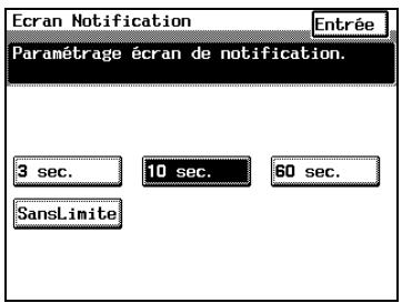 KONICA MINOLTA DI3510 - Changer la durée d'affichage de l'écran "travail enregistrée" (fonction "écran notification") - 1