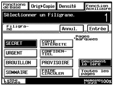 KONICA MINOLTA DI3510 - Procéder aux réglages de la fonction "filigrane - 3