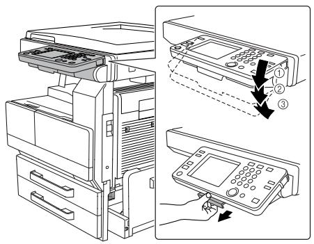 KONICA MINOLTA DI3510 - Régler l'inclinaison du panneau de contrôle - 1