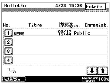 KONICA MINOLTA DI3510F - Vérification des documents sauvegardés sur le bulletin de bord - 2