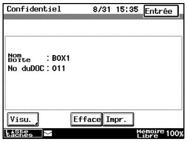 KONICA MINOLTA DI3510F - Vérification des documents sauvegardés dans la boîte courrier confidentiel - 3