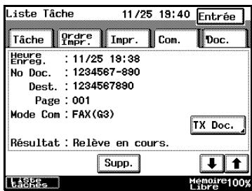 KONICA MINOLTA DI3510F - Vérifier l'activité de réception - 2