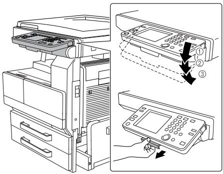 KONICA MINOLTA DI3510F - Régler l'inclinaison du panneau de contrôle - 1