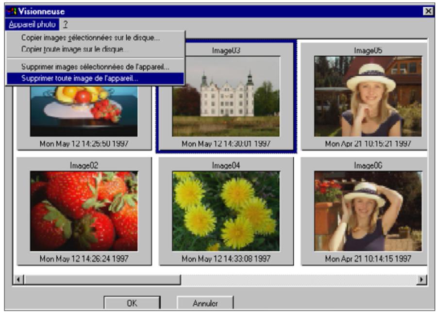 KONICA MINOLTA DIMAGE V SOFTWARE-WIN - SUPPRESSION DE TOUTES LES IMAGES - 1