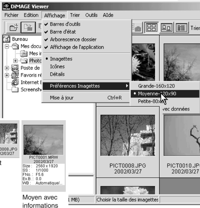 KONICA MINOLTA DIMAGE VIEWER VER2.0 - Modification du format des imagettes - 1