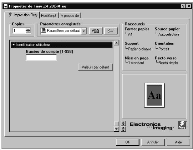 KONICA MINOLTA FIERY Z5 FOR CF2001 - Définition des options et impression sous Windows NT 4.0 - 4
