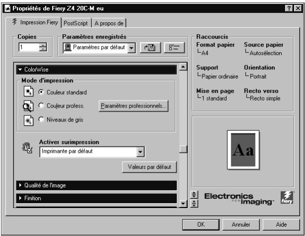 KONICA MINOLTA FIERY Z5 FOR CF2001 - Définition des options et impression sous Windows NT 4.0 - 2