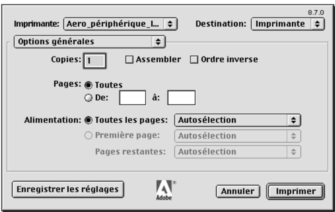 KONICA MINOLTA FIERY Z5 FOR CF2001 - POUR DÉFINIR LES OPTIONS D'IMPRESSION ET IMPRIMER AVEC LE PILOTÉ D'IMPRIMANTE ADOBEPS : - 2