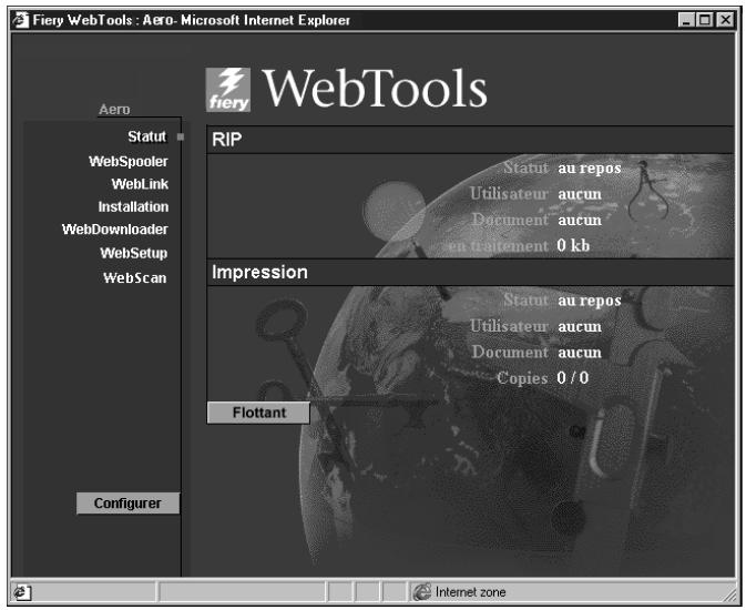 KONICA MINOLTA FIERY Z5 FOR CF2001 - Vérification du statut du Fiery Z4 à l'aide du WebTool Statut - 1