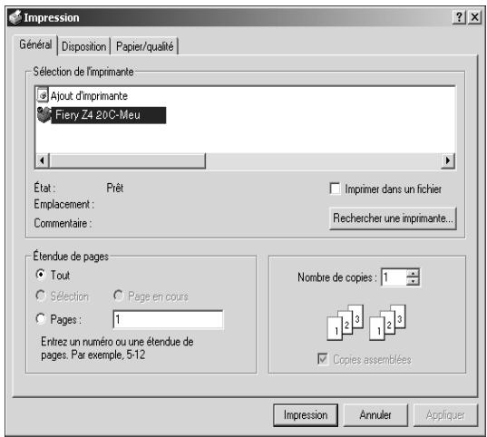 KONICA MINOLTA FIERY Z5 FOR CF2001 - Définition des options et impression sous Windows 2000 - 1