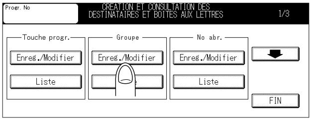 Progr. No CREATION ET CONSULTATION DES. DESTINATAIRES ET BOITES AUX LETTRES 1/3 Touche progr. Enreg./Modifier Liste Groupe Enreg./Modifier No abr. Enreg./Modifier Liste FIN
