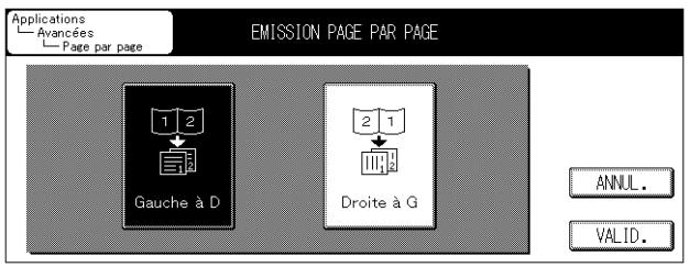 Applications Avancées Page par page EMISSION PAGE PAR PAGE 1 2 Gauge à D 2 1 Droite à G ANNUL. VALID.