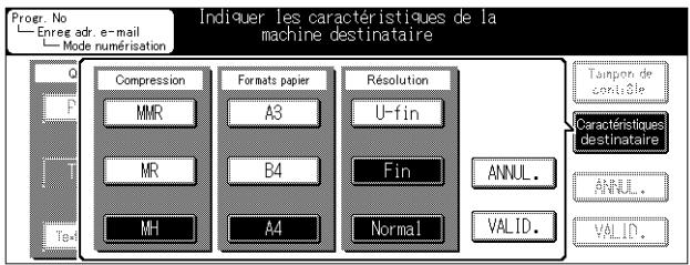 KONICA MINOLTA FK 103 - Sélectionnez une compression, un format papier et une résolution en fonction des possibilités de réception du destinateur et appuyez sur VALID. - 1