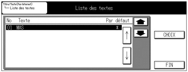 KONICA MINOLTA FK 103 - Pour sélectionner un texte préalablement enregistré : - 1