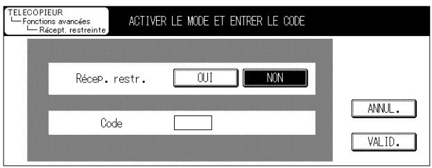 KONICA MINOLTA FK 103 - Appuyez sur OUI et replisssez la zone Code en indiquant le code d'accès requis pour imprimer le document reçu. - 1