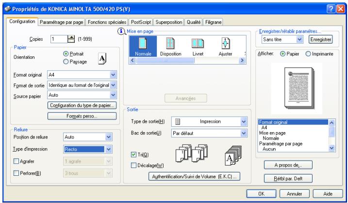 KONICA MINOLTA IC 204 PH2 CONTROLLER - Enregistrer les paramètres de pilote - 1