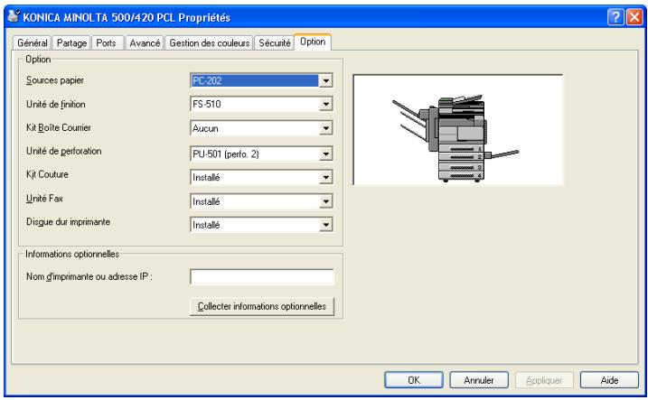KONICA MINOLTA IC 204 PH2 CONTROLLER - Spécifier les paramètres de l'onglet Option - 1