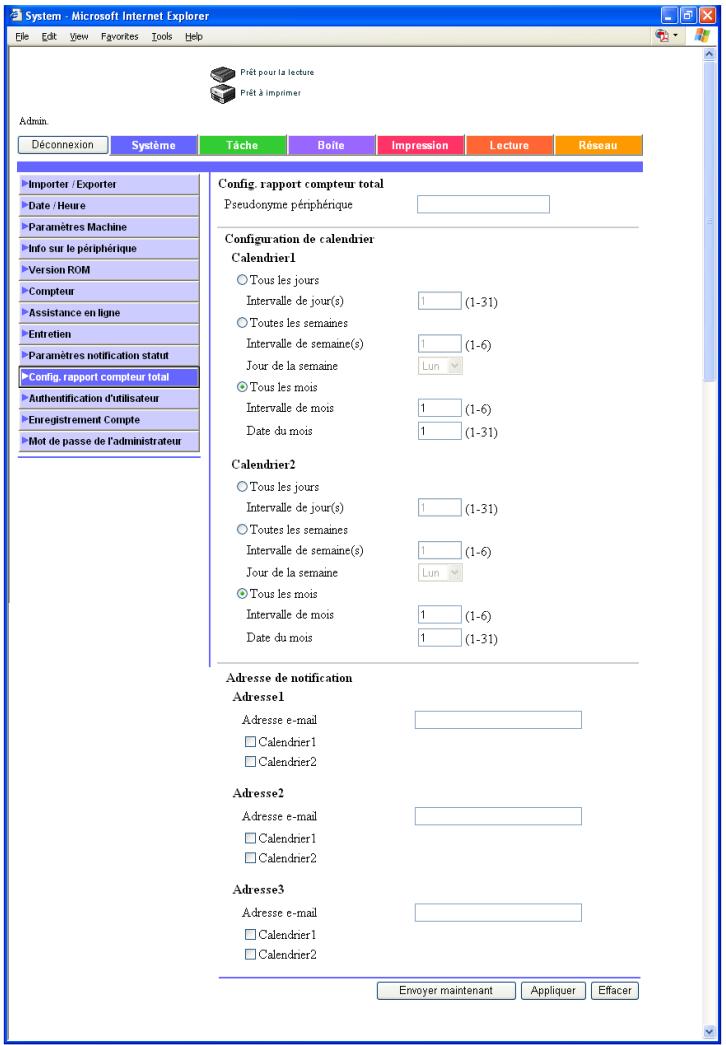 KONICA MINOLTA IC 204 PH2 CONTROLLER - Onglet Système – Configuration rapport compteur total - 1