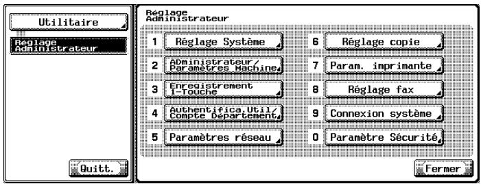 KONICA MINOLTA IC 204 PH2 CONTROLLER - L'écran Réglage Administrateur apparaît. - 1