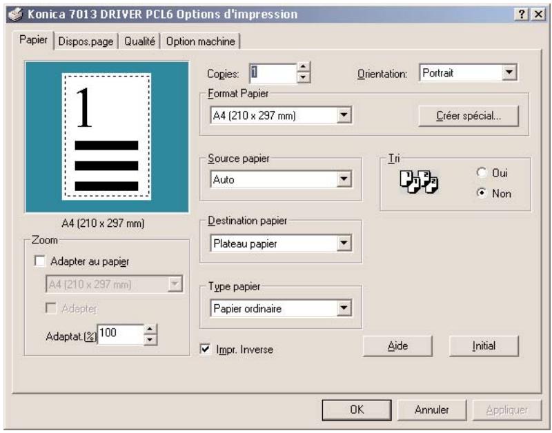 KONICA MINOLTA K7013 TWAIN - Paramétrer l'imprimante via le Driver PCL - 1