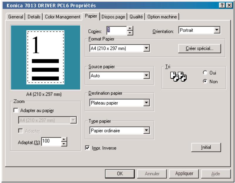 KONICA MINOLTA K7013 TWAIN - Paramétrer l'imprimante via le Driver PCL - 1