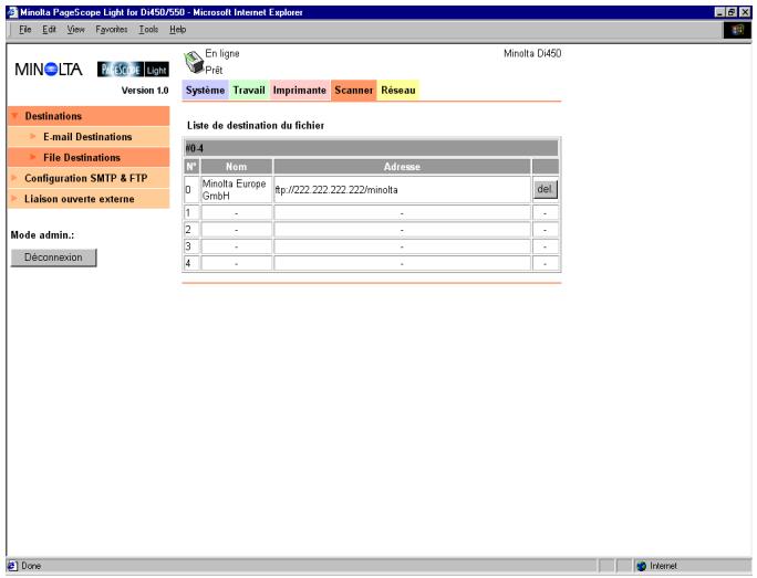 KONICA MINOLTA PSLOR PI5501 - File Destinations - 1