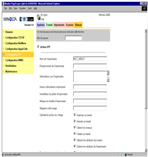 KONICA MINOLTA PSLOR PI5501 - Configuration IPP - 1