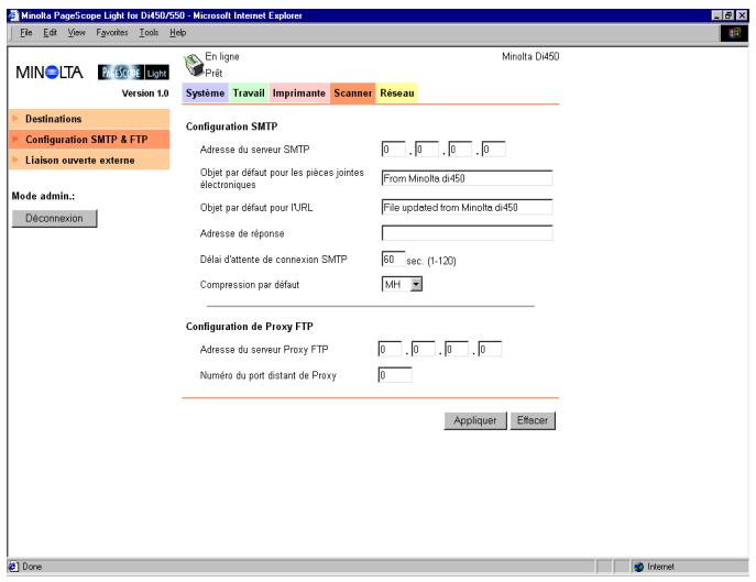 KONICA MINOLTA PSLOR PI5501 - Configuration SMTP &amp; FTP - 1