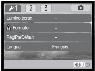 KONICA MINOLTA DIMAGE X21 - MENU RÉGLAGES - NAVIGATION DANS LE MENU RÉGLAGES - 7