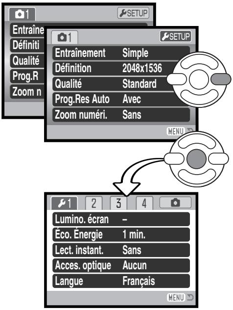 KONICA MINOLTA DIMAGE Z1 - OUVRIR LE MENU RÉGLAGES (SETUP) - 1