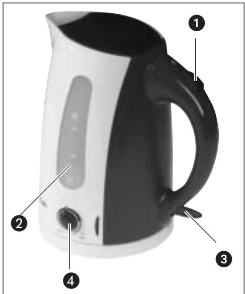BIFINETT KH 1133 PLASTIC WATER HEATER WITH THERMOSTAT - Advertencia: Antes de retiring la jarra del zócalo, deben extraer la clavija de red de la base de enchufe. - 1