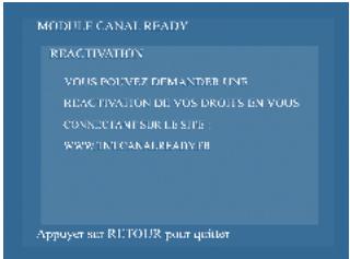 STRONG CANAL READY SMARCAM MODULE TNT - Menu «Gestion de droits / Réactivation» - 1
